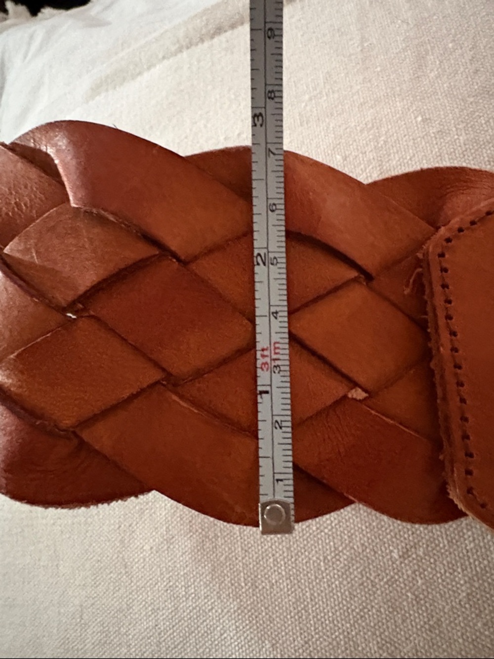 Vintage Hollister Wide Braided Luggage Brown Tan Leather Belt XS Small - Picture 7 of 7